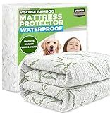 Utopia Bedding Waterproof Mattress Protector Queen Size Bed, Premium 200 GSM Bamboo Viscose Cooling Mattress Cover, Soft and Breathable, Fitted Style with 17 Inches Deep Stretchable Pockets