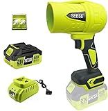 SEESE Turbo Jet Leaf Blower: Cordless Leaf Blower for Yard Leaves, Driveway Sand & Car Drying - 450 CFM High Speed with Ergonomic Handle for Easy Operation