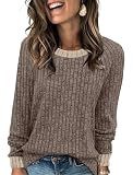 WIHOLL Womens Tops Long Sleeve Shirts for Women Casual Fall Fashion Must Haves 2026 Sweaters for Women Trendy Cute Travel Teacher Outfits Basic Comfy Tunic Work Chocolate Brown Fall Clothes