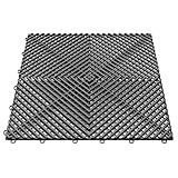 25PCS|15.7"x15.7" Garage Flooring Tiles, Non-Slip Interlocking Plastic Garage Floor Mat, Garage Organization & Garage Storage, Vented Pattern (Black)