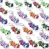 Novabright 12 Pcs 3D Printed Animal Keychain for Kids Mini Figurine Articulated Flexible Cute Fidget Toy Back to School Party Favor (Leopard Gecko)