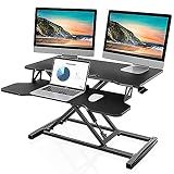 FITUEYES Height Adjustable Standing Desk 32” Wide Sit to Stand Converter