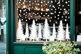 Whaline 9 Sheet Christmas Window Clings Snowy Xmas Forest Trees Double-Sided Reusable Winter Window Decals for Holiday Christmas Party Home Windows Glass Decor