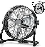 Air Choice 12" Battery Powered Fan, Portable Rechargeable Cordless Fan, 360° Tilt, 20H Run Time, 9 Wind Speed, High Velocity Heavy Duty Metal Floor Fan for Camping Hurricane Home Warehouse