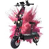 8000W Dual Motor Electric Scooter for Adults with Seat 125 Miles Long Range 55 MPH Max Speed 60V 40Ah Battery 14" Off-Road Tires Full Suspension Hydraulic Brakes Perfect for Off-Road & Commuting