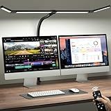 ONEMIX 42" LED Desk Lamp with Clamp, Architect Desk Light with Remote, Adjustable 4-Segment Bar, 1800LM Bright, Eye-Caring Desk Lamp for Home Office, Reading, Study, Dual Monitors, Workbench(Black)