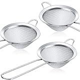 Patelai 3 Pieces Tea Strainers Cocktail Strainer Stainless Steel Fine Mesh Strainer Colander Conical Food Loose Tea Filter Practical Bar Colander Tool