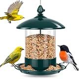 Gbekery Metal Bird Feeders for Outdoors Hanging, 360° Feeding Tray, Green