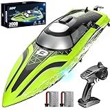 DEERC 14-Inch High Speed RC Boat, 20+ MPH, Auto Self-Righting, 2 Batteries