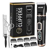 HOLDOG Dog Clippers Professional Heavy Duty Grooming Clipper 3-Speed Low Noise High Power Rechargeable Cordless Pet Tools for Small & Large Dogs Cats Pets with Thick Coats