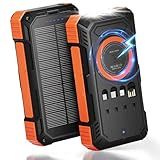 ERRBBIC Solar Charger Power Bank 49800mAh, 22.5W Portable Charger, 15W Wireless Charging, Solar Panel Charger, Built-in Four Cable, with USB C for Cell Phones, with Dual Flashlight for Camping