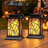 Solar Lanterns Outdoor Waterproof, Flickering Flame Hanging Solar Lights
