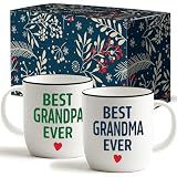 Triple Gifffted Worlds Best Grandparents Coffee Mugs Gift Set, 13oz Ceramic