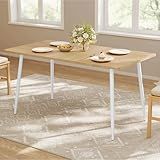 VASAGLE Dining Table, Dining Room Table for 4-6 People, Modern Farmhouse, for Kitchen, Quick Assembly, Heat-Resistant Surface, 29.5 x 55.1 x 29.5 Inches, Golden Oak and Cloud White UKDT100N01V2