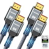 10K 8K HDMI 2.1 Cable 2-Pack 6.6FT, Highwings Certified 48Gbps Ultra High Speed Slim HDMI Cord,Support 4K@120Hz 8K@60Hz, HDCP 2.2&2.3, Dynamic HDR,eARC,DTS:X, Compatible with Roku TV/HDTV/PS5/Blu-ray