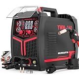 YESWELDER 160A MIG Welder, 110V/220V Dual Voltage, 4 in 1 Gas MIG/Flux Core MIG/Lift TIG/Stick Multiprocess Large LED Digital Display MIG Welding Machine
