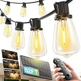 addlon 52(48+4) FT Solar String Lights Waterproof, Remote Dimmable 16+1 LED