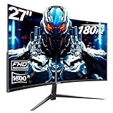 Gawfolk 27 inch Curved Gaming Monitor,144Hz/180Hz PC Monitor Full HD 1080P, Frameless 1800R Computer Display with FreeSync & Eye-Care Technology, Wall Mountable, DP, HDMI Port (Black)