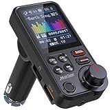 Nulaxy KM30 Bluetooth Car Adapter, FM Transmitter with 1.8" Color Screen, Hands-Free Calling Strong Mic, QC3.0 Fast Charging, Treble & Bass Sound Music Player, Wireless Radio Receiver, AUX TF USB