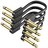 Guitar Patch Cables Gold-Plated Flat Ribbon Guitar Pedal Cables Kevlar-Reinforced Built-to-Last Noiseless Quad-Layer Shielded Cord for BOSS MXR EBS Behringer Donner Pedalboard, 6 in|15cm - 4 Pack
