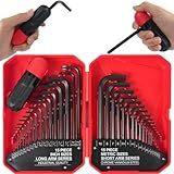 LOZAGU 35-Piece Allen Wrench Sets Metric and Standard Hex Key Set, Allen Key Set, MM(0.7mm-10mm) SAE(0.028"-3/8), Chrome Vanadium Steel