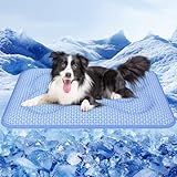 Rywell Dog Cooling Mat, 44*32 Super Thick & Comfortable Cooling Mat for Large Dog with Arc-Chill 3.0 & PCM Tech(Q-Max>0.5), Endothermic Color Changing&Dual Sided for All-Year Use, Portable for Pet Bed