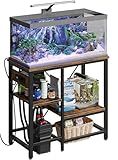 Bestier 20-29-37 Gallon Fish Tank Stand with Power Outlet, 30x13 Metal Aquarium Stand with Filter Storage, 6-Leg Reptile Tank Stand with 3-Tier Adjustable Storage Shelves, 400LBS Capacity