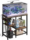 Bestier 20-29-37 Gal Fish Tank Stand with Power Outlet, Rustic Brown, 30x13