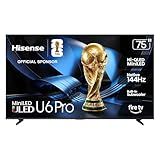 Hisense 75" U6 Pro Series Mini‑LED ULED 4K UHD HDR Gaming AI Smart Fire TV (75U6SF Pro, 2026 New) – Hi-QLED, Native 144Hz, Motion Rate 480, Dolby Vision IQ · Atmos, HDR10+, Glare-Free, Alexa+