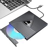 Alronly External CD/DVD Drive for Laptop/PC, USB 3.0 Type-C Portable Player for Computer CD DVD +/-RW Disk Drive CD Burner Writer Reader Compatible with Desktop Windows Apple (Functional Interface)
