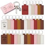 Tikjiua 30Pcs Leather Keychain Blanks, Laser Engraving Blanks Keychain Bulk