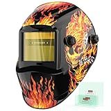YESWELDER Auto Darkening Welding Helmet, Blue Light Blocking, 1/1/1/1 True Color Solar Powered Welding Hood with 2 Arc Sensors, Wide Shade 3.5/9-13 Welder Mask for TIG MIG ARC and Grind