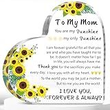 Mothers Day Mom Gifts for Wife from Daughter Son Husband, 5.9×5.9 inch Delicate Heart Plaque Decorations, Personalized First Mothers Day Birthday Christmas Valentines Day Mom Stepmom Grandma Gifts