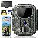 Temrix 8K Solar Trail Camera with Unlimited Free App, 7800mAh Battery, 850nm Night Vision, 0.1S Motion Detection, IP66 Waterproof, Game Camera with 32GB Memory Card, Deer Camera