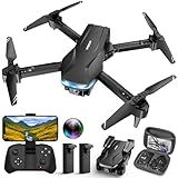 Drones with Camera for Adults 1080P HD Foldable Drone with Carrying Case Drone with One Key Take Off/Land, 3 Speed Mode, 360° Flip Dark Black