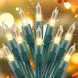 Brightown Clear Christmas String Lights 50 Count 10 Feet Incandescent Bulb Mini Lights for Indoor Outdoor Xmas Tree Garland Birthday Wedding Party Festival Decoration, Green Wire