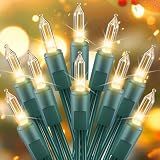 Brightown Clear Christmas String Lights 50 Count 10 Feet Incandescent Bulb Mini Lights for Indoor Outdoor Xmas Tree Garland Birthday Wedding Party Festival Decoration, Green Wire