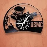 TIMEGLOW 12 Inch United States Marine Corps Wall Clock, US Military Soldier Wall Watch Clock Modern Navy Wall Clock Silent Movement Battery Operated for Marine Veteran Gifts Husband Office Man Cave