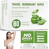 80 Pcs Travel Deodorant Wipes, Mini Hypoallergenic Body Wipes for Underarm Antiperspirant & Skin Cleansing, Travel Size Individually Wrapped Bulk, Hygiene Essentials for Women