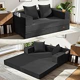 COMAX Futon Sofa Bed, 4‑in‑1 Convertible Sofa Bed, Folding Boneless Couches
