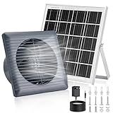 Solar Powered Exhaust Fan, 25W Solar Panel+8" High Speed Solar Powered Fans, Solar Exhaust Intake Fan Kit with Bracket, Anti-backflow Valve, Power Adapter, Vent Fan for Shed, Greenhouse, Attic