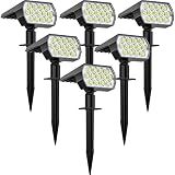 WELALO Solar Spot Lights Outdoor, [6 Pack/65 LED/3 Modes] Solar Landscape Spotlights, Solar Powered Christmas Halloween Lights, IP68 Waterproof Wall Lights for Walkway Yard Garden Driveway(Cool White)