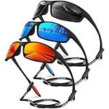 VMAEB 3 Pack Sports Polarized Sunglasses Men Women, UV Protection Wrap Around Sun Glasses for Running Cycling Fishing