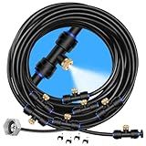 GOXAWEE Misting System, 75FT (23M) Misting Line + 28 Brass Mist Nozzles + Brass Adapter(3/4"), Misters for Outside Patio Cooling Outdoor Garden Greenhouse Trampoline for Waterpark