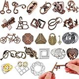 Yilloog 24 Pcs Metal Brain Teaser Puzzles Assortment for Adults Difficult Magic Puzzles Highly Hard Brain Games Iq Logic Test Disentanglement Game for Classroom Mind Challenge(Classic)