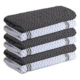 Infinitee Xclusives 100% Cotton Kitchen Towels - 15x25 Inch Ultra Soft Tea Towel, Super Absorbent Terry Dish Towels for Kitchen Linens |Grey|