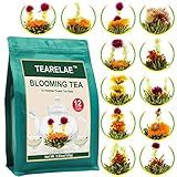 TEARELAE Blooming Tea Flowers - 12pcs Individually Sealed Flowering Balls - Hand-Tied Natural Green Tea Leaves & Edible Flowers - Gifts For Lovers