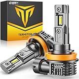 Termitor H8/H11/H16 Fog Light Bulbs, 16000LM 900% Brighter 6500K Cool White, 60000HRS Lifespan, Plug and Play Mini Size 1:1 Replacement, H8 H16 Driving Fog Lights, Pack of 2 Headlight Lenses