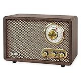 Victrola Willow – Retro Wood Bluetooth Radio with Built-in Speakers: Elegant & Vintage Design, Rotary AM/FM Tuning Dial, Bass & Treble Control, Wireless Streaming (Espresso)