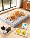 OhGeni Orthopedic Waterproof Large Dog Bed, Memory Foam, 41 inch(Gray)